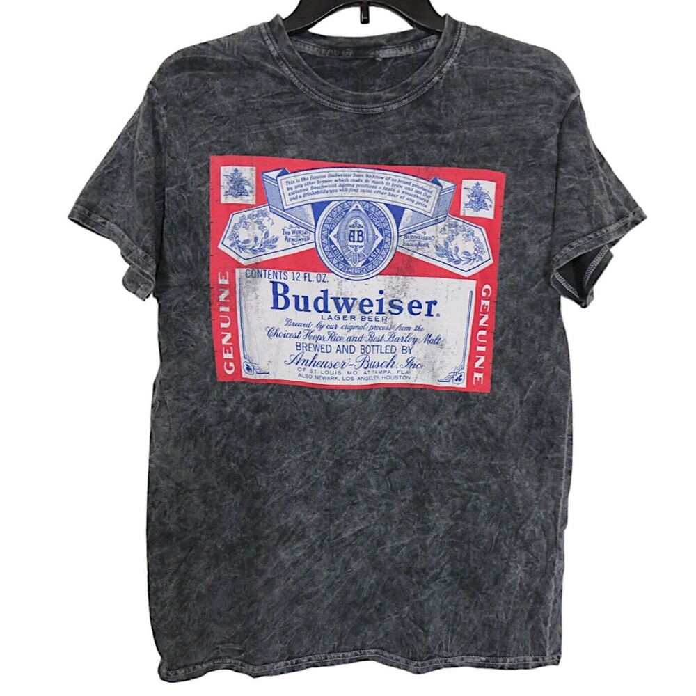 Brew City Budweiser Men's Black Wash Cotton Tee Shirt Size Small
